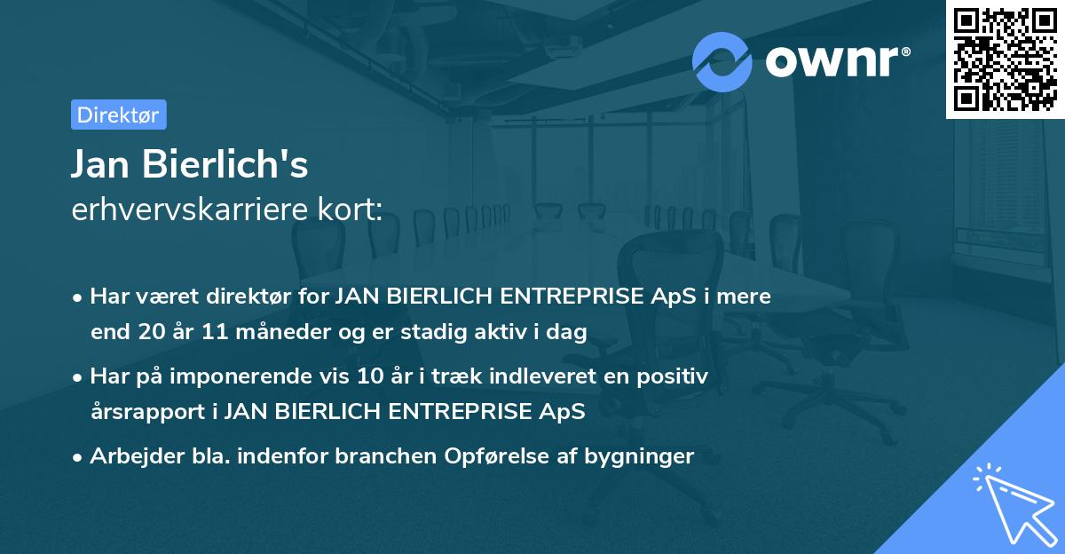 Jan Bierlich's erhvervskarriere kort