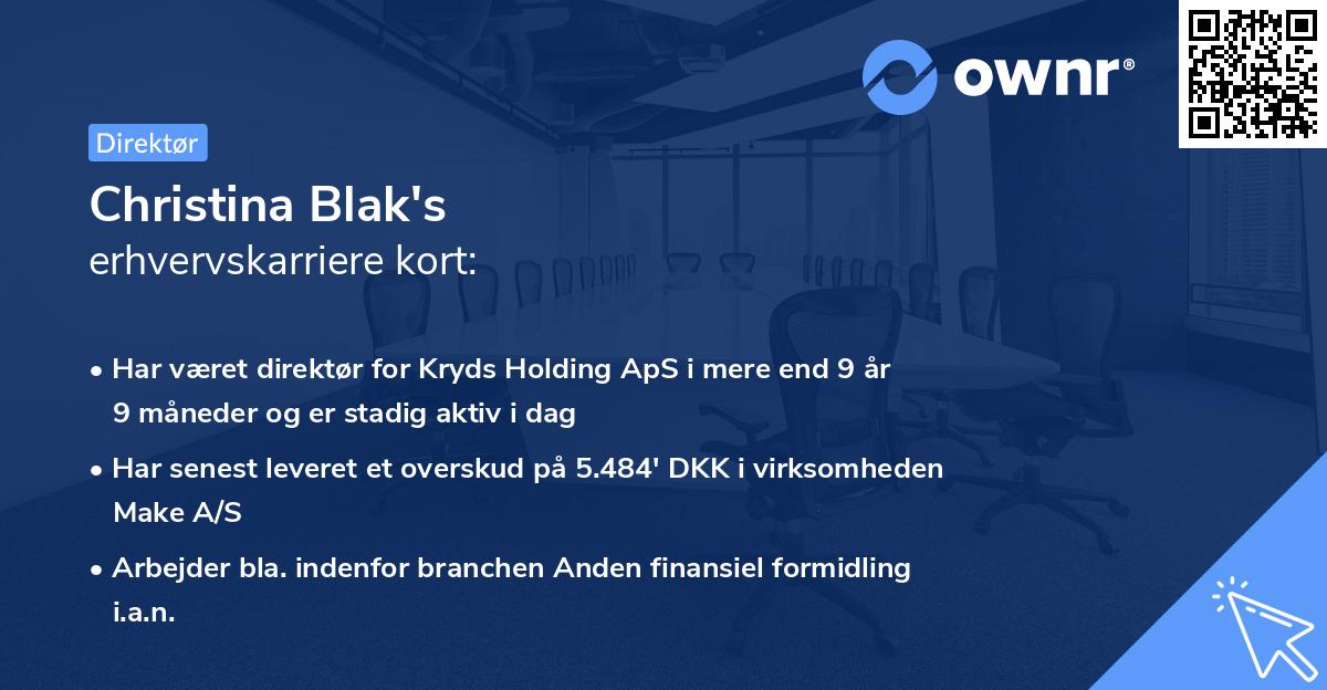 Christina Blak's erhvervskarriere kort
