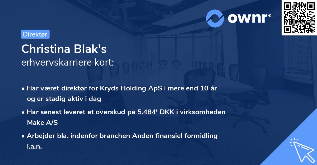 Christina Blak's erhvervskarriere kort