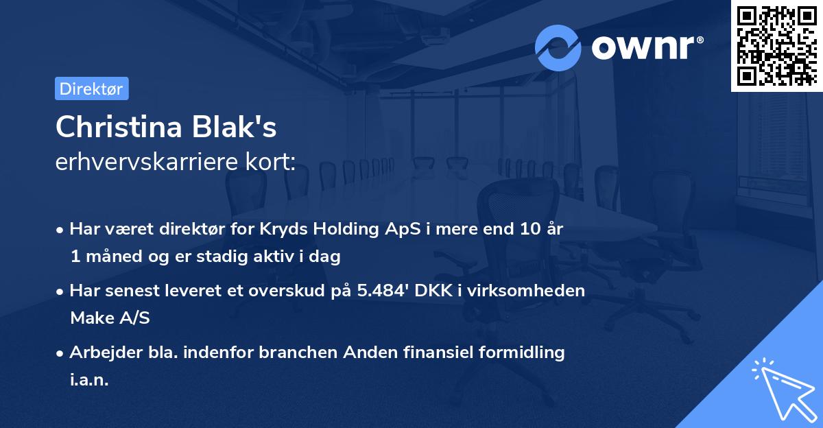 Christina Blak's erhvervskarriere kort