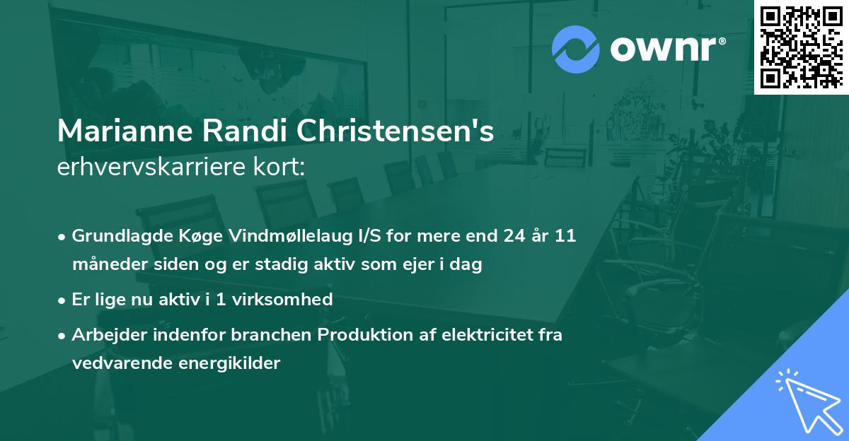 Marianne Randi Christensen's erhvervskarriere kort