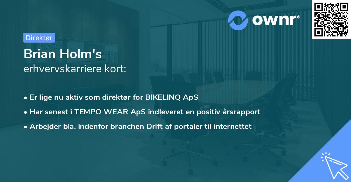 Brian Holm's erhvervskarriere kort