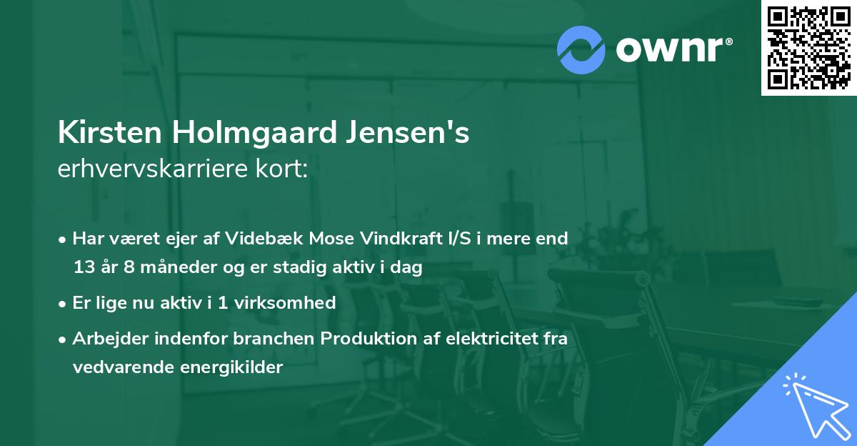 Kirsten Holmgaard Jensen's erhvervskarriere kort