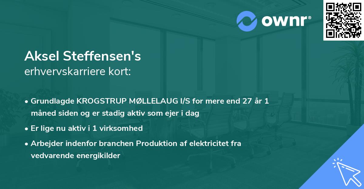 Aksel Steffensen's erhvervskarriere kort