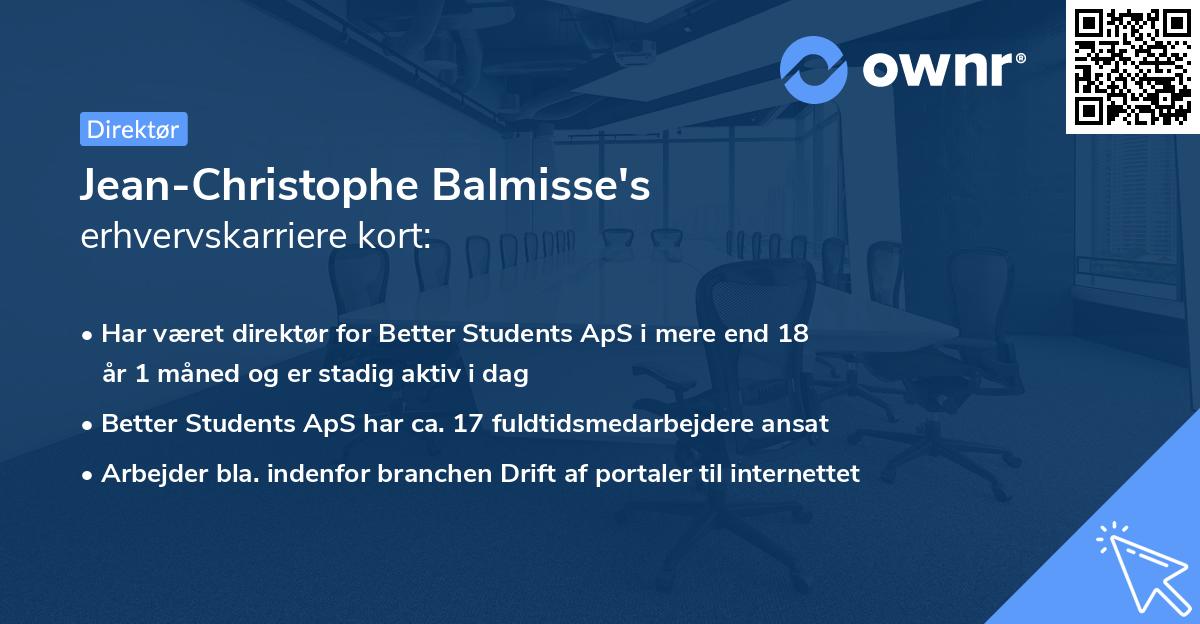 Jean-Christophe Balmisse's erhvervskarriere kort