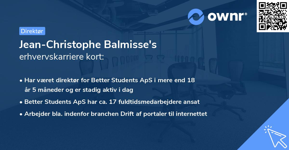 Jean-Christophe Balmisse's erhvervskarriere kort