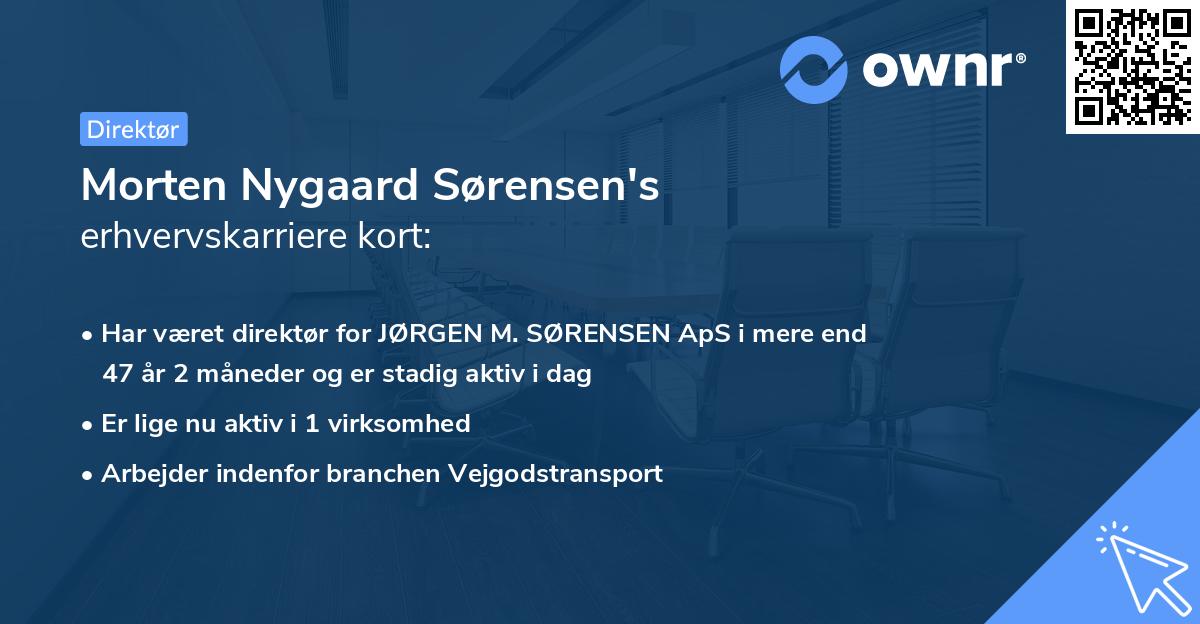 Morten Nygaard Sørensen's erhvervskarriere kort