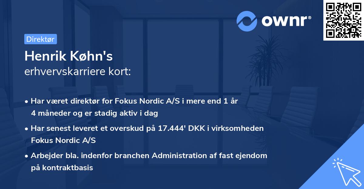 Henrik Køhn's erhvervskarriere kort