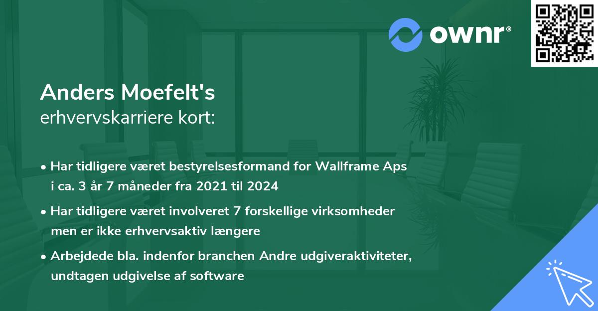 Anders Moefelt's erhvervskarriere kort