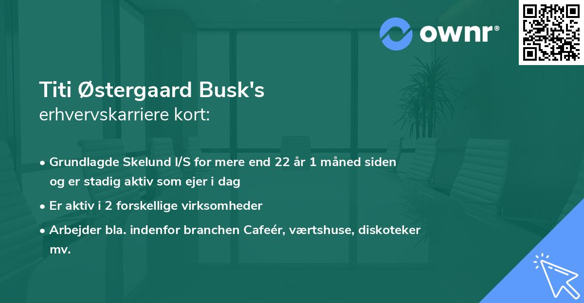 Titi Østergaard Busk's erhvervskarriere kort