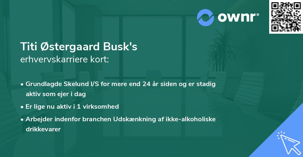 Titi Østergaard Busk's erhvervskarriere kort
