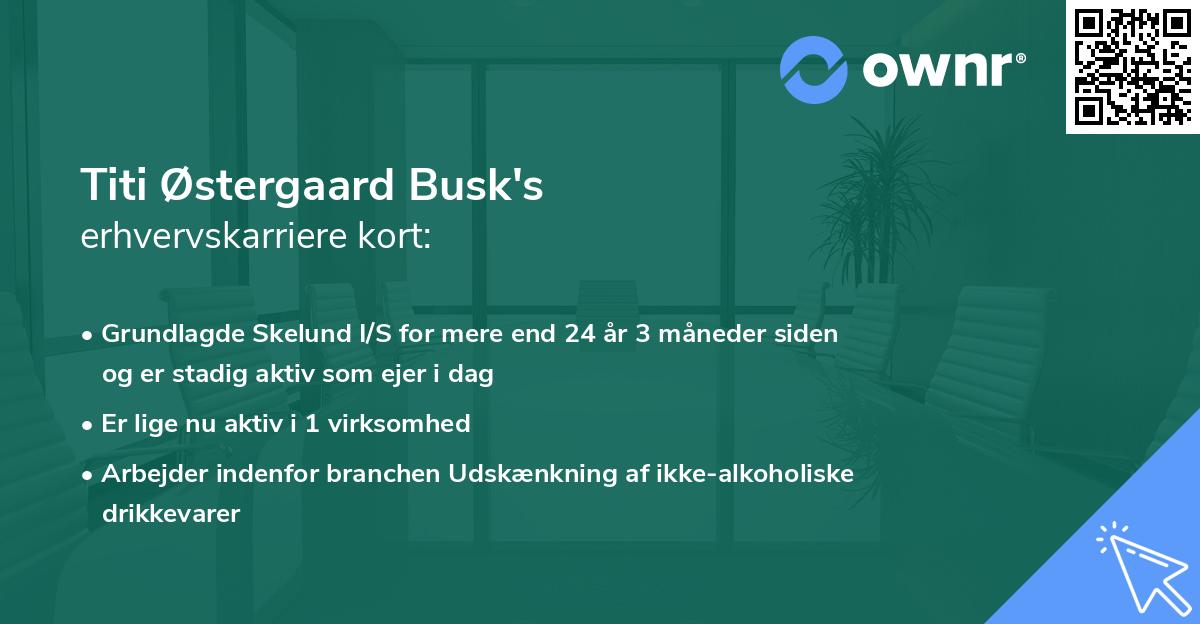 Titi Østergaard Busk's erhvervskarriere kort
