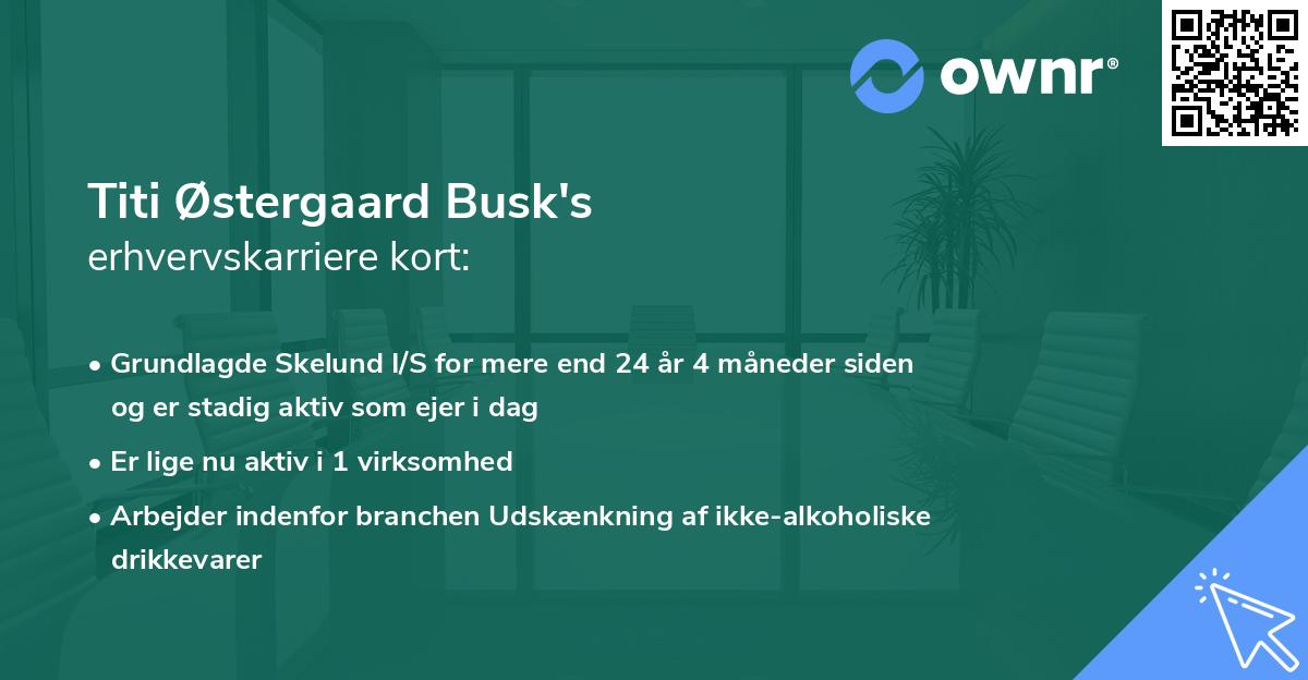 Titi Østergaard Busk's erhvervskarriere kort