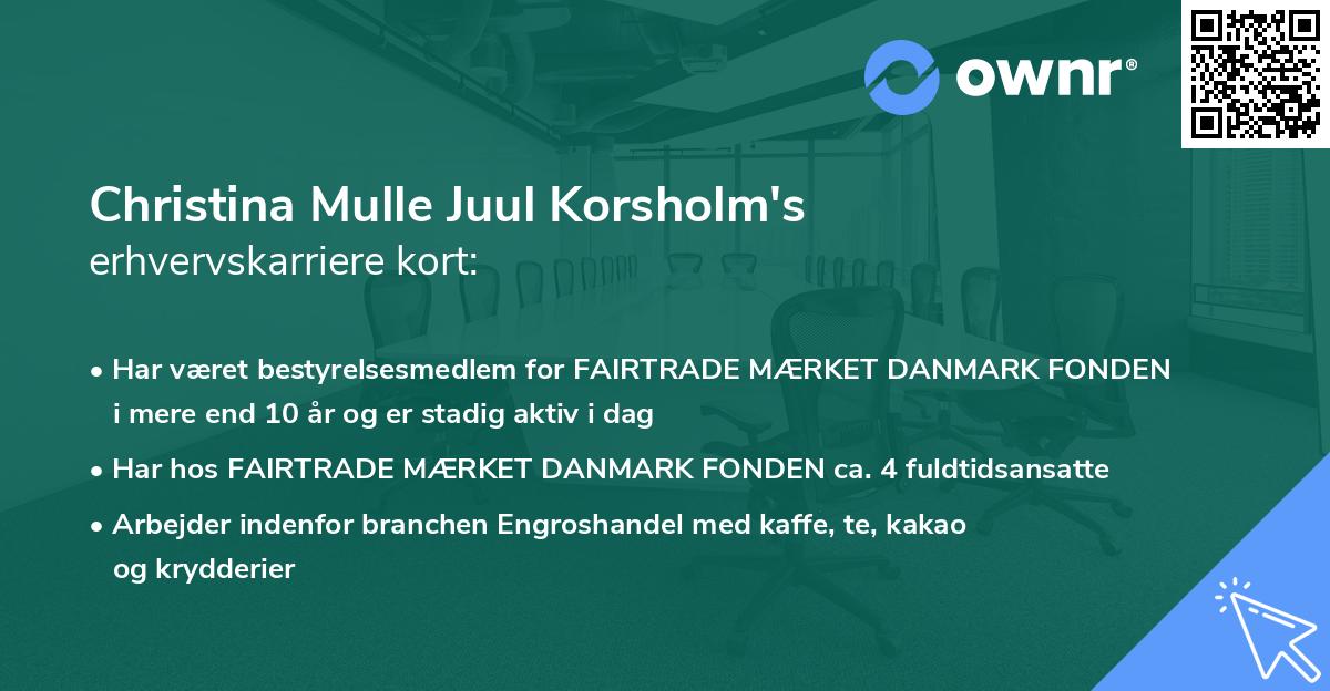 Christina Mulle Juul Korsholm's erhvervskarriere kort