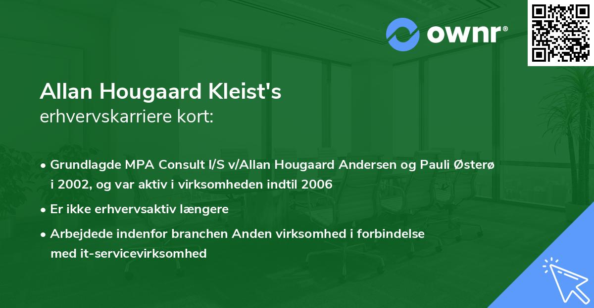 Allan Hougaard Kleist's erhvervskarriere kort