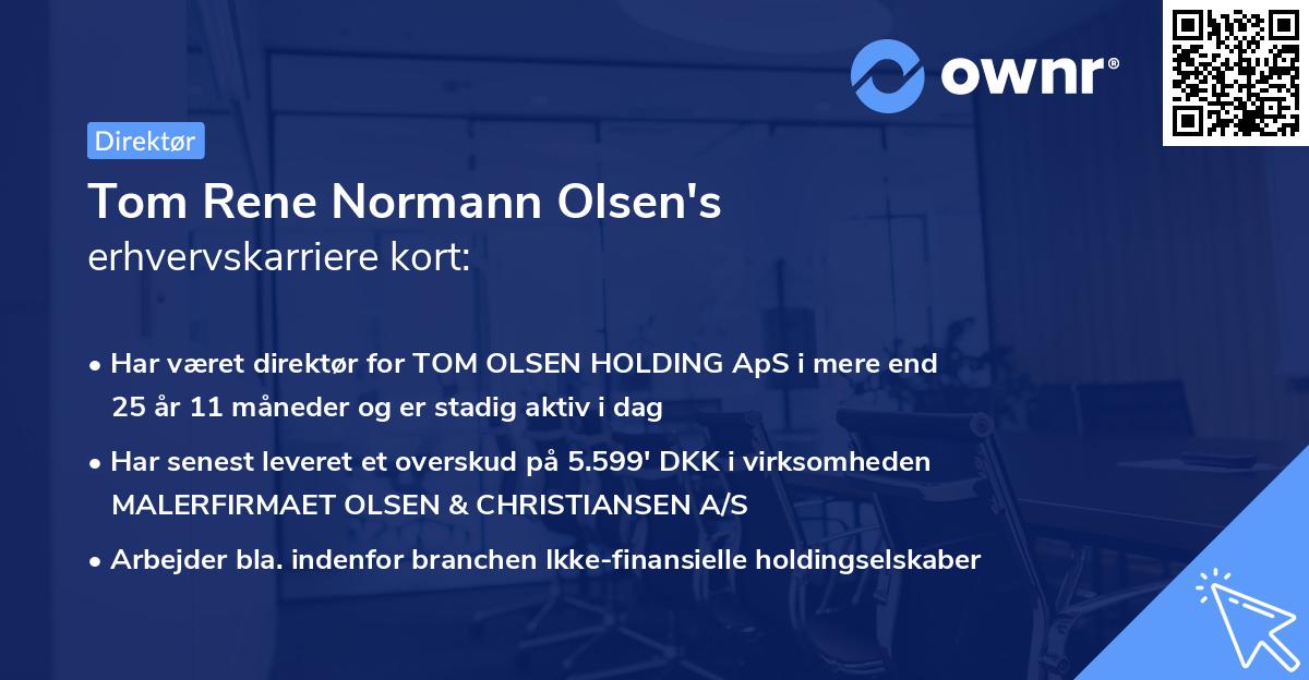 Tom Rene Normann Olsen's erhvervskarriere kort