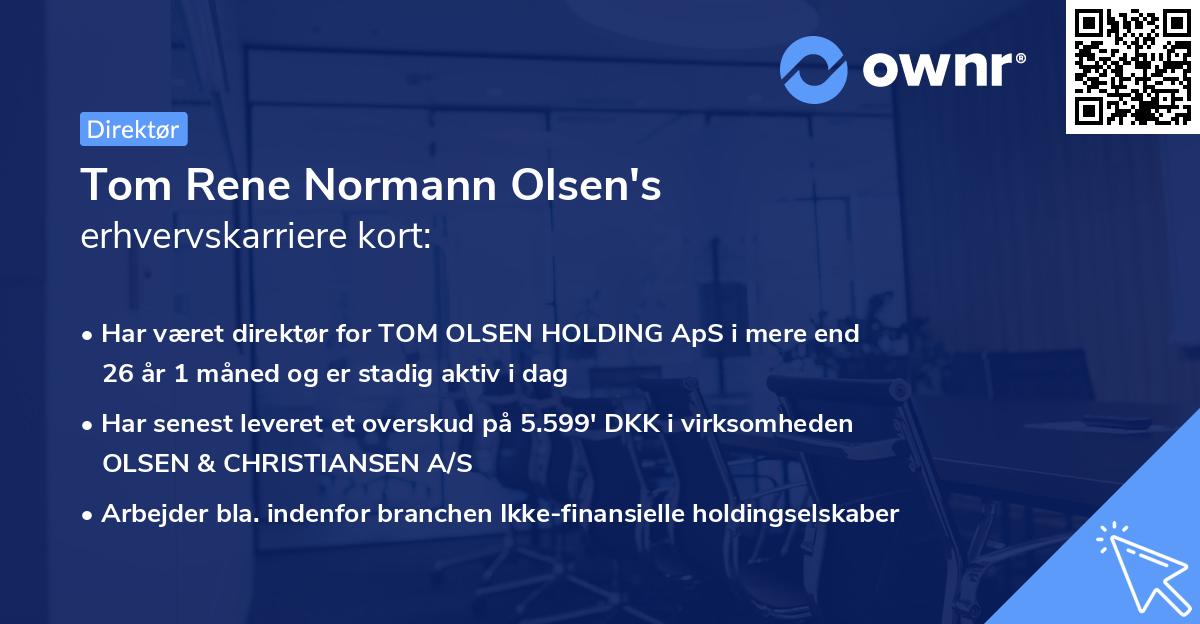 Tom Rene Normann Olsen's erhvervskarriere kort