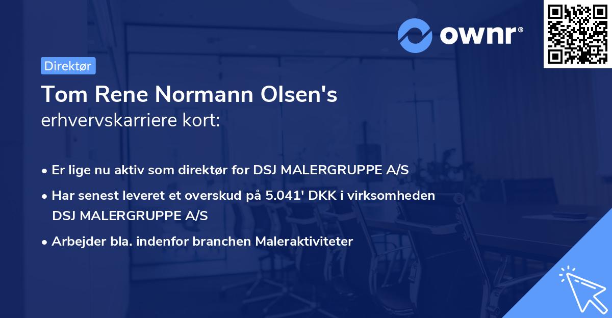 Tom Rene Normann Olsen's erhvervskarriere kort