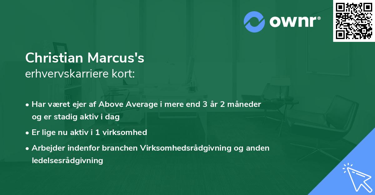 Christian Marcus's erhvervskarriere kort