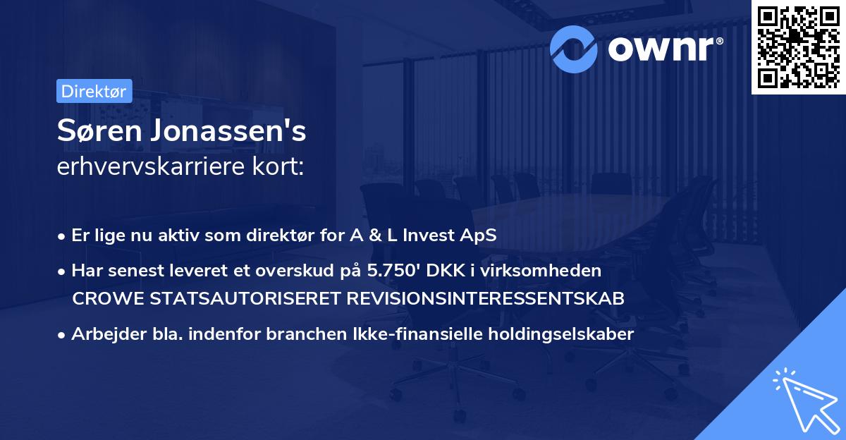 Søren Jonassen's erhvervskarriere kort