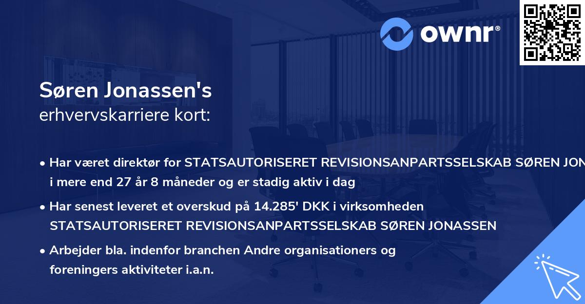 Søren Jonassen's erhvervskarriere kort