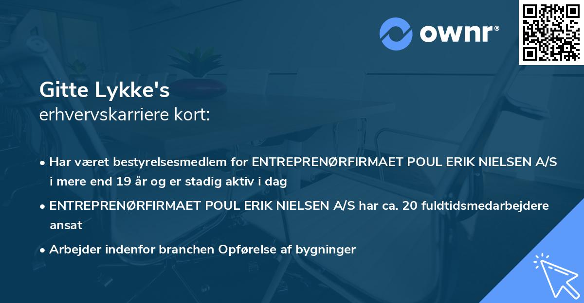 Gitte Lykke's erhvervskarriere kort