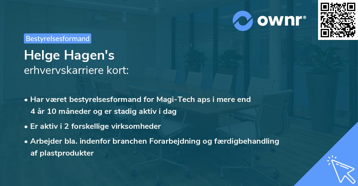 Helge Hagen's erhvervskarriere kort