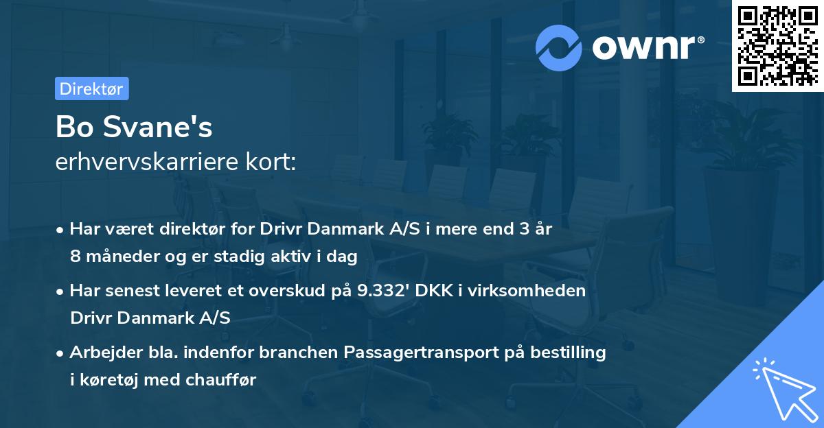 Bo Svane's erhvervskarriere kort