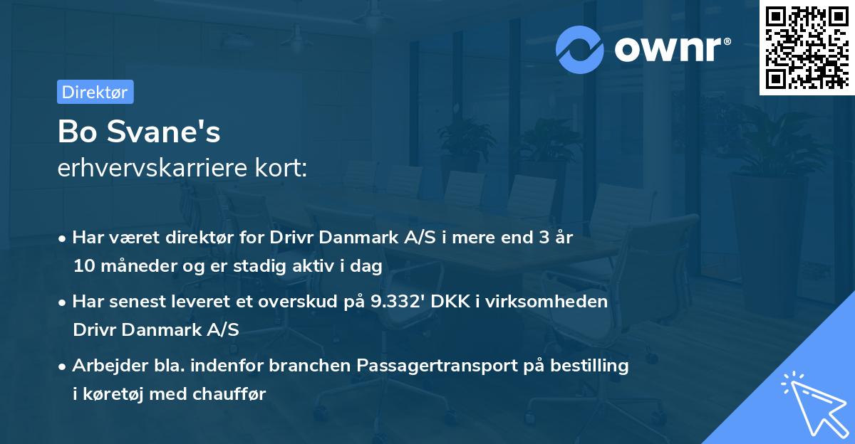 Bo Svane's erhvervskarriere kort