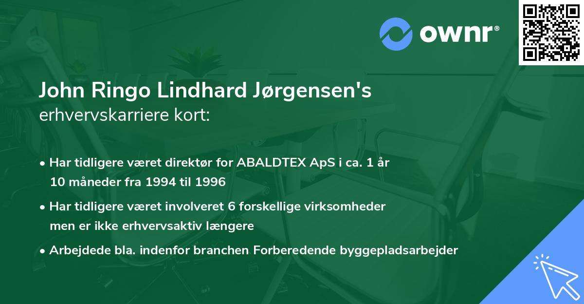 John Ringo Lindhard Jørgensen's erhvervskarriere kort