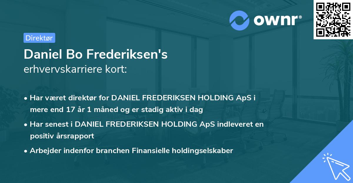 Daniel Bo Frederiksen's erhvervskarriere kort