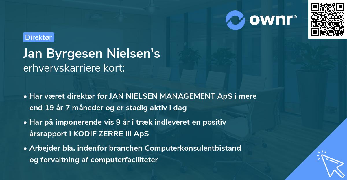 Jan Byrgesen Nielsen's erhvervskarriere kort
