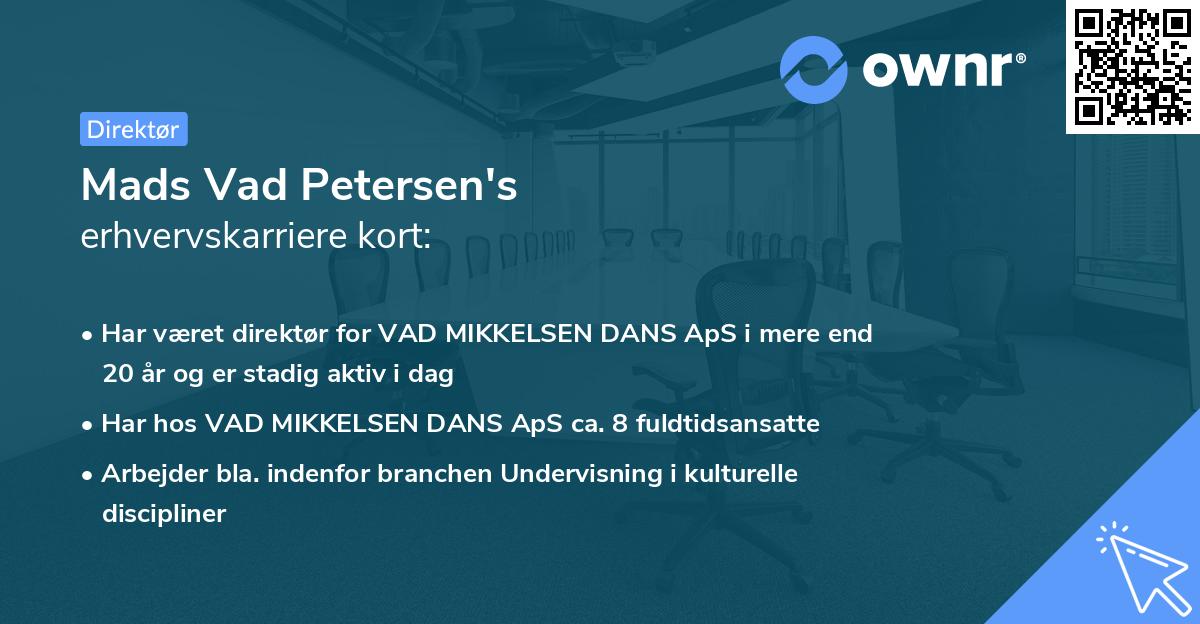 Mads Vad Petersen's erhvervskarriere kort