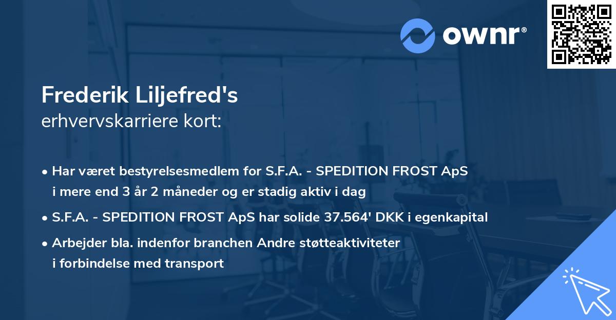 Frederik Liljefred's erhvervskarriere kort