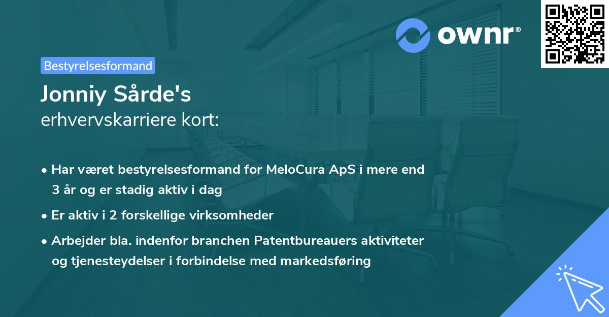 Jonniy Sårde's erhvervskarriere kort