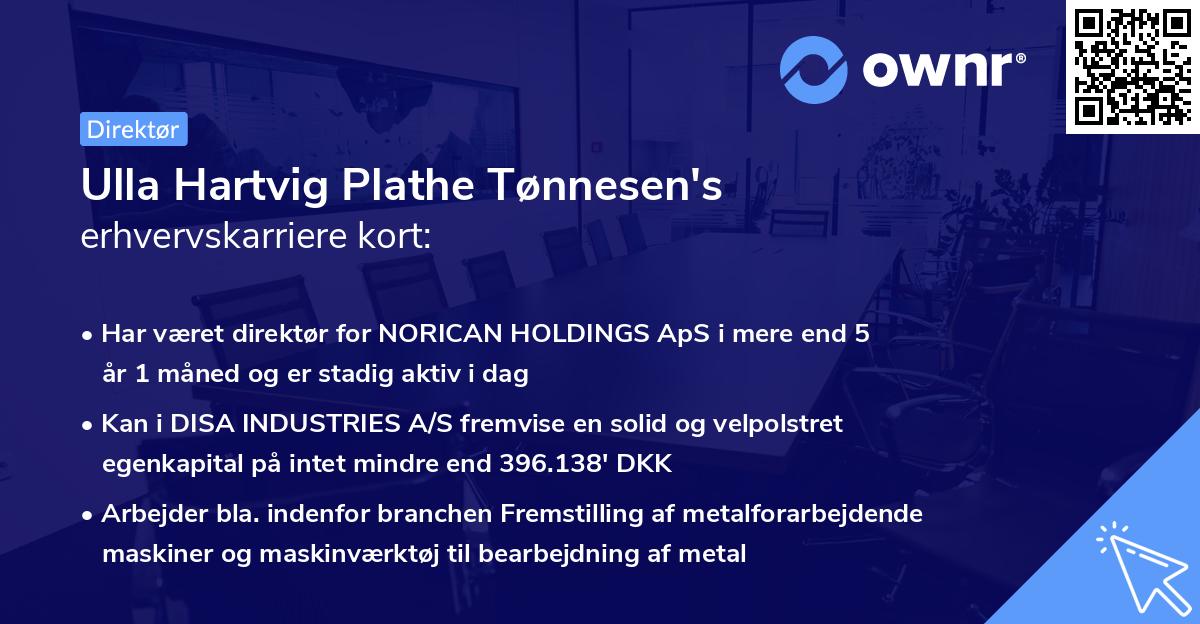 Ulla Hartvig Plathe Tønnesen's erhvervskarriere kort