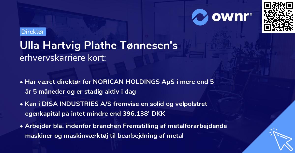 Ulla Hartvig Plathe Tønnesen's erhvervskarriere kort