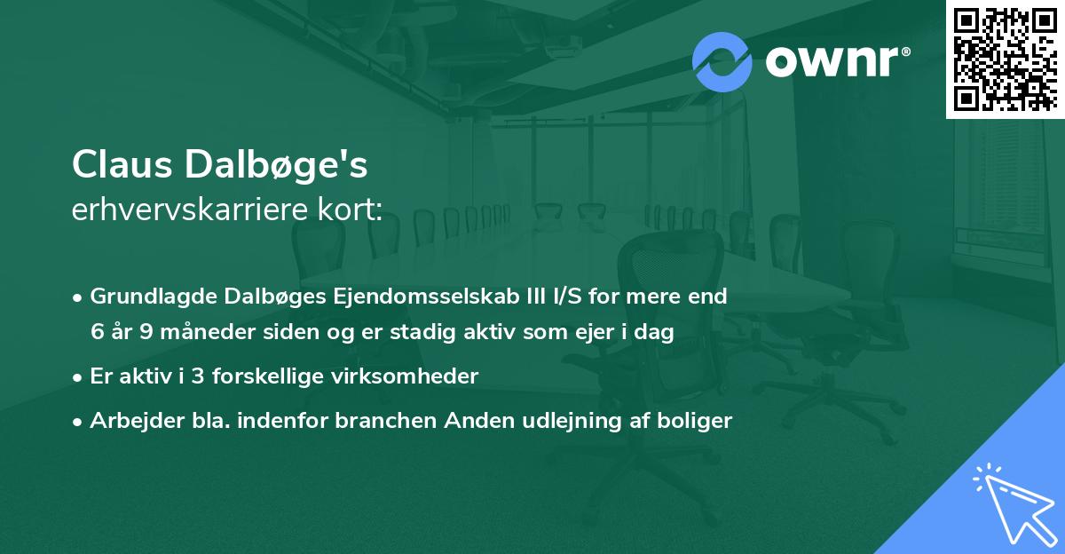 Claus Dalbøge's erhvervskarriere kort