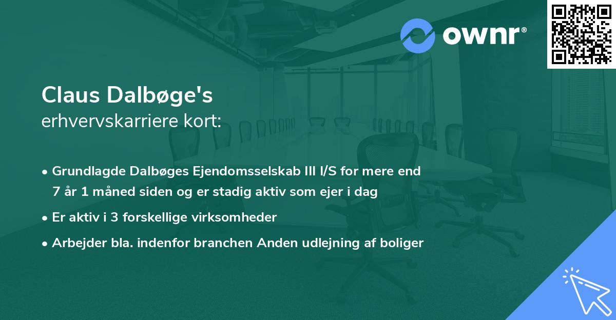 Claus Dalbøge's erhvervskarriere kort