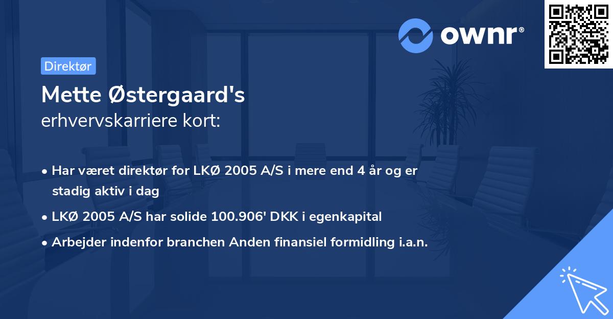 Mette Østergaard's erhvervskarriere kort