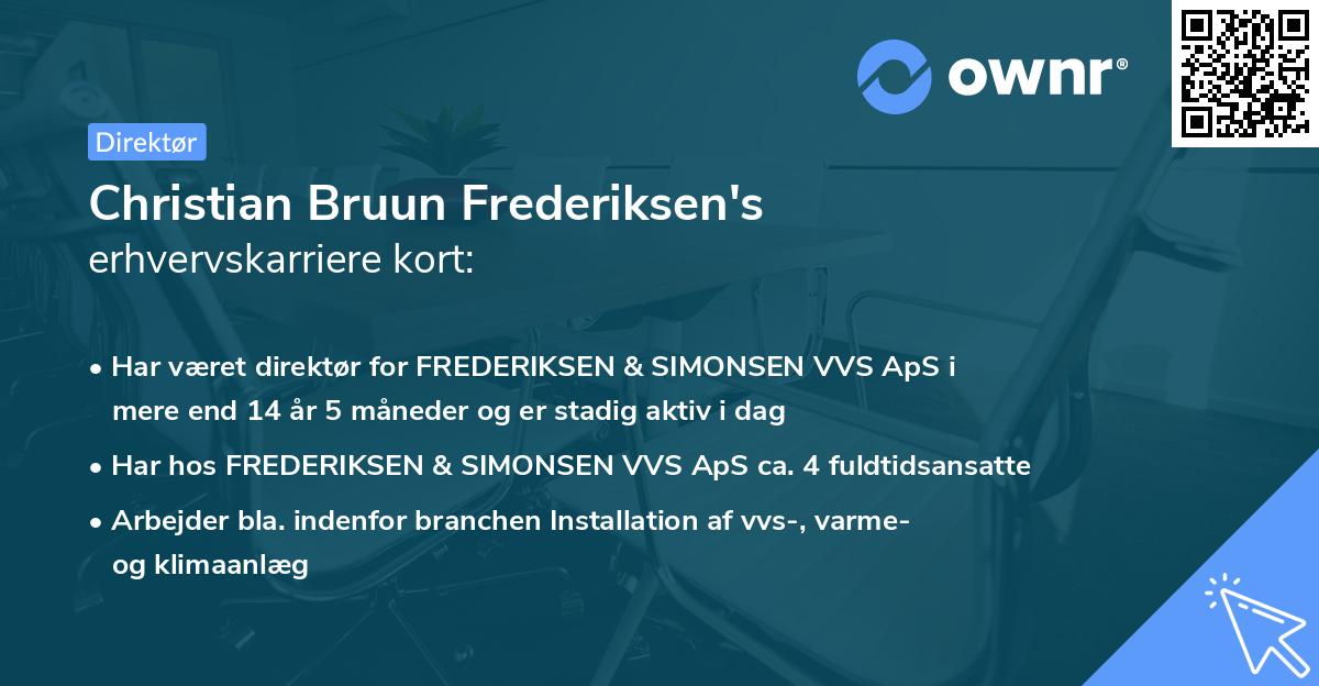 Christian Bruun Frederiksen's erhvervskarriere kort