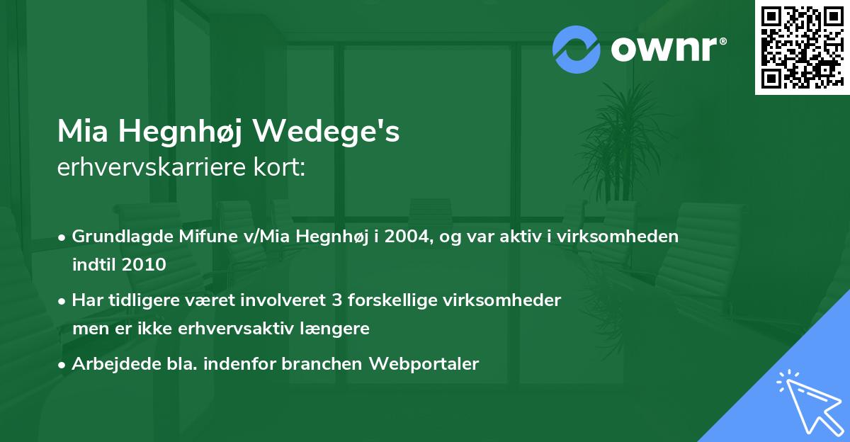 Mia Hegnhøj Wedege's erhvervskarriere kort