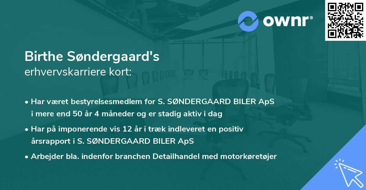 Birthe Søndergaard's erhvervskarriere kort