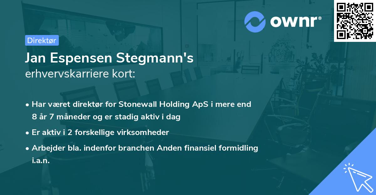 Jan Espensen Stegmann's erhvervskarriere kort