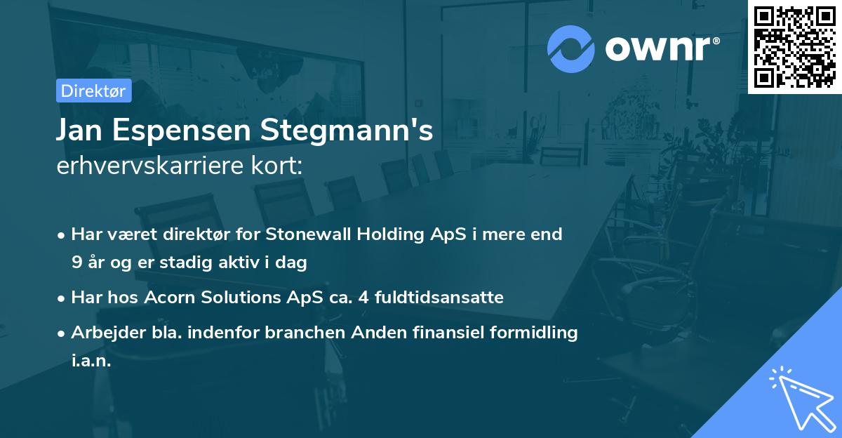 Jan Espensen Stegmann's erhvervskarriere kort