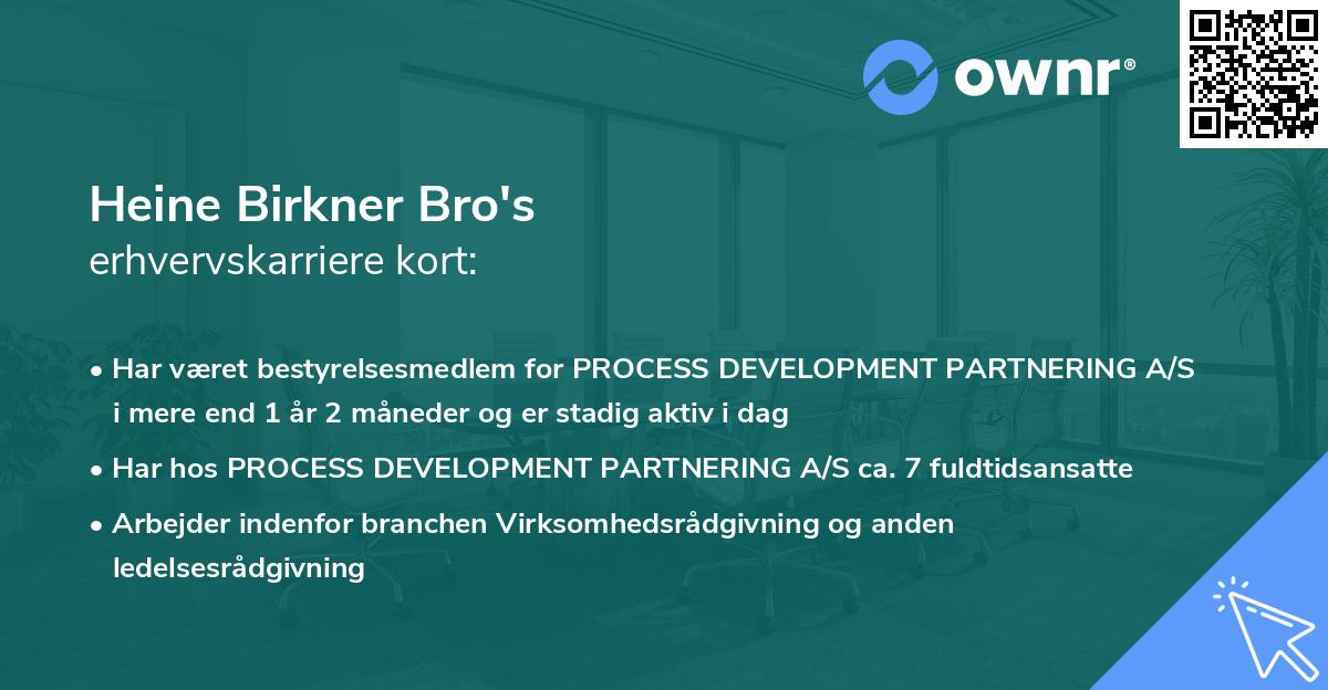 Heine Birkner Bro's erhvervskarriere kort