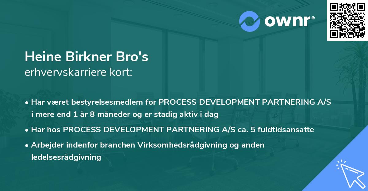 Heine Birkner Bro's erhvervskarriere kort