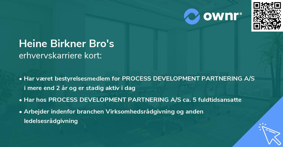 Heine Birkner Bro's erhvervskarriere kort