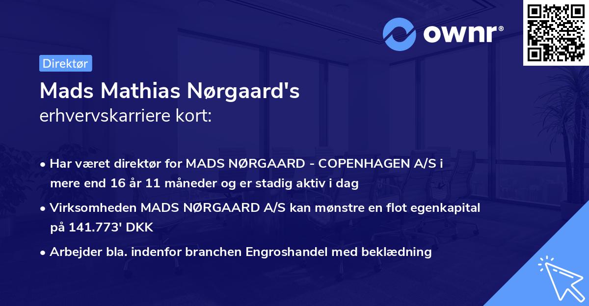 Mads Mathias Nørgaard's erhvervskarriere kort