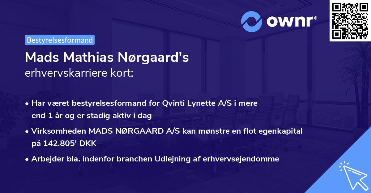 Mads Mathias Nørgaard's erhvervskarriere kort